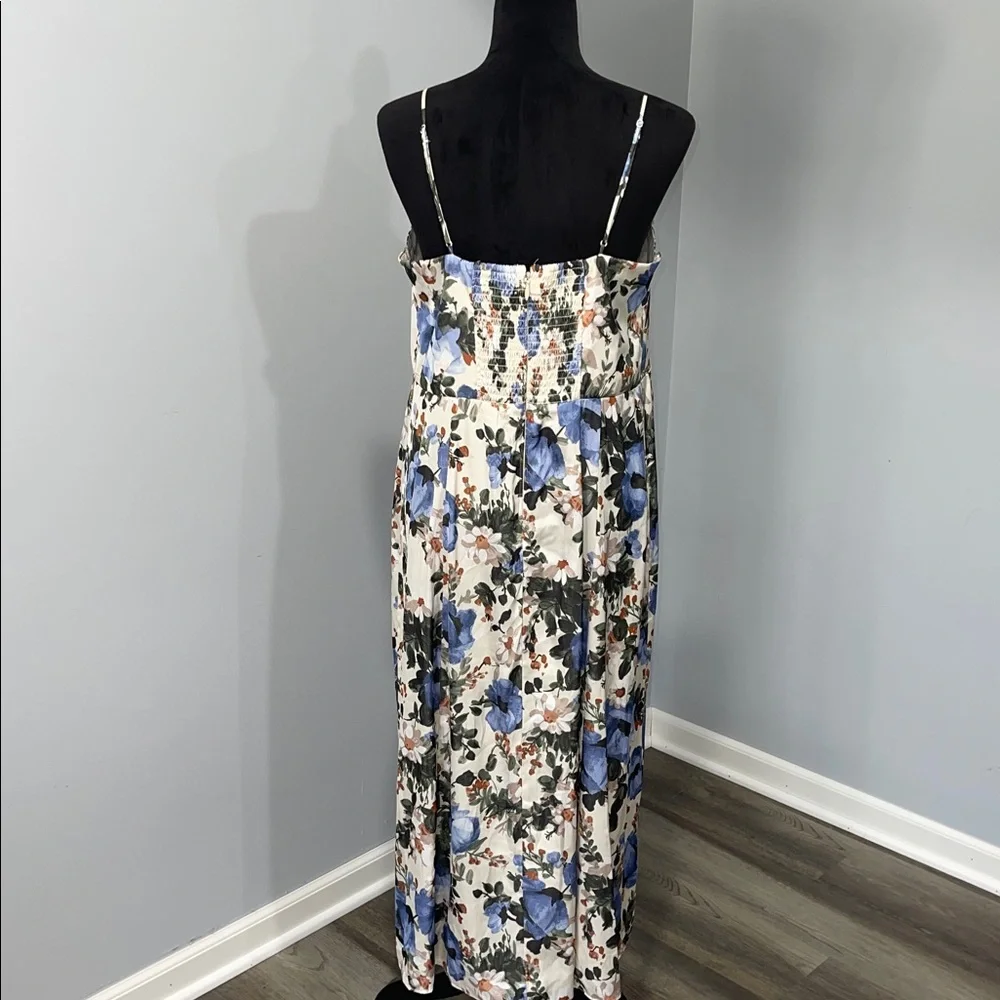 Abercrombie & Fitch Camille Dress cream blue green floral print size Large women - Picture 7 of 16